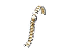 HASGTFM Concave Stainless Steel Strap Fit For Rossini Fit For GC Fit For Pasha Fit For Michael Fit For Coles Fit For Casio 20-12mm 18-10mm 16-8mm Folding Buckle WatchBand(Silver Golden,14-7mm)