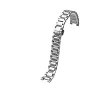 HASGTFM Concave Stainless Steel Strap Fit For Rossini Fit For GC Fit For Pasha Fit For Michael Fit For Coles Fit For Casio 20-12mm 18-10mm 16-8mm Folding Buckle WatchBand(Silver,16-8mm)