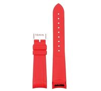 HASGTFM Curved End Natural Rubber Watchband Men 22mm Fit For Tudor Black Bay 1958 41mm Fit For GMT Pelagos Pin Folding Buckle Silicone Watch Strap(Red-no buckle)