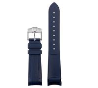 HASGTFM Curved End Natural Rubber Watchband Men 22mm Fit For Tudor Black Bay 1958 41mm Fit For GMT Pelagos Pin Folding Buckle Silicone Watch Strap(Blue-silver pin)