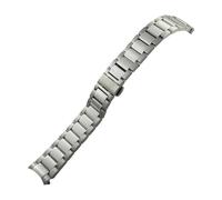 HASGTFM Curved End Stainless Steel Watchband 20mm Fit For Omega Fit For Seamaster 300 AT150 Aqua Terra Silver Solid Metal Watch Strap Bracelet(Silver Glossy,19mm)
