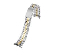 HASGTFM Curved End Watch Strap 13mm 17mm 19mm 20mm Silver Golden Stainless Steel Watchband Fit For Tudor Fit For Hydro Wrist Bracelet Folding Clasp(Silver Golden,19mm)