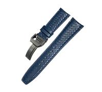 HASGTFM Curved End Woven Watchband 20mm 21mm 22mm Fit For IWC Portugieser Pilot's Fit For Hamilton Fit For Longinesb Leather Watch Strap(Blue Black Buckle,20mm)