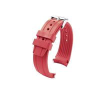 HASGTFM Curved Interfaces WatchBand Fit For Citizen BN0190-15E/0191/0193 CA0718-13E CA4386/4385 Men Rubber Watch Strap Bracelet Accessories(Red-silver)