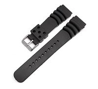 HASGTFM Diving Fluorine Rubber Watch Band 20mm 22mm 24mm Waterproof Sport Wrist Bracelet Watch Strap Fit For Seiko Diver Scuba(Black Silver Bukcle,22mm)