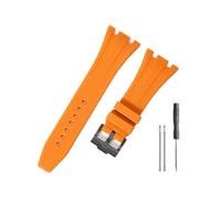 HASGTFM Durable And Comfortable Watch Band Fit For Audemars Piguet Fit For Royal Oak Offshore 15703 15400 With Silicone Watchband(Orange-Black-K14)