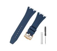 HASGTFM Durable And Comfortable Watch Band Fit For Audemars Piguet Fit For Royal Oak Offshore 15703 15400 With Silicone Watchband(Blue-Rose-K14)