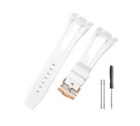 HASGTFM Durable And Comfortable Watch Band Fit For Audemars Piguet Fit For Royal Oak Offshore 15703 15400 With Silicone Watchband(White-Rose-K14)
