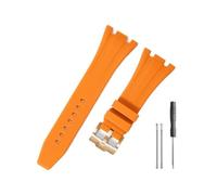 HASGTFM Durable And Comfortable Watch Band Fit For Audemars Piguet Fit For Royal Oak Offshore 15703 15400 With Silicone Watchband(Orange-Rose-K14)