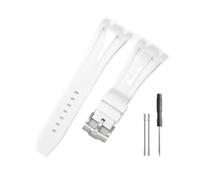 HASGTFM Durable And Comfortable Watch Band Fit For Audemars Piguet Fit For Royal Oak Offshore 15703 15400 With Silicone Watchband(White-Steel-K14)