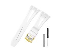 HASGTFM Durable And Comfortable Watch Band Fit For Audemars Piguet Fit For Royal Oak Offshore 15703 15400 With Silicone Watchband(White-Golden-K14)