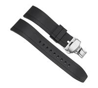 HASGTFM Durable and Wear-resistant Silicone Universal Watchbands Soft Comfortable Strap 20 22 24mm(Black-Steel-B1,20mm)