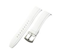 HASGTFM Durable and Wear-resistant Silicone Universal Watchbands Soft Comfortable Strap 20 22 24mm(White-Steel-K2,24mm)