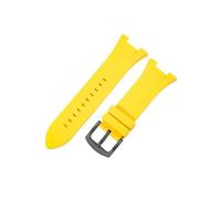 HASGTFM Exquisite And Durable Watchbands Fit For Armani AX1802/AX1803/AX1050 Solid Stainless Steel Buckle Black Silicone Watch Strap(Yellow-Black-K2)