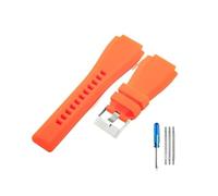 HASGTFM Fit For Bell Ross BR01 BR03 Series Breathable Skin Friendly Silicone Watchbands With Good Texture 24mm(Orange-ST-K3,24mm)
