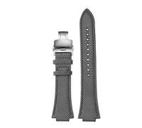 HASGTFM Fit For Casio Edifice Watch strap EFB-680 ECB-10PB/DP/YD/HR GST-B400 26x14mm 26x12mm Convex men's nylon leather WatchBand(Grey silver Folding,26.14mm)