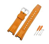 HASGTFM Fit For G-SHOCK GST-210D/S100D/S110D/W110D/W300 Leather Nylon Canvas Watch Strap Black Brown Yellow Men Watchband(Yellow-silver)