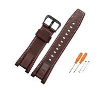 HASGTFM Fit For G-SHOCK GST-210D/S100D/S110D/W110D/W300 Leather Nylon Canvas Watch Strap Black Brown Yellow Men Watchband(Brown-black)