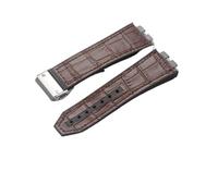 HASGTFM Fit For HUBLOT TPU tape Fit For BIGBANG Leather Watchband 28mm Quick Release Interface Big Explosion Rubber Watch Strap Men Bracelet(Brown-silver)