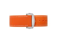 HASGTFM Fit For Omega Fit For Hippocampal AT150 007 Fit For Cosmi Fit For Ocean Fit For Seiko 20 22mm Silicone Watch Strap Suture Vintage Watchband Rubber Curved End(Orangewhite silver,22mm)