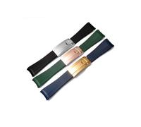 HASGTFM Fit For Rolex Rubber Watch strap male ditongna Green Water Ghost diver green silicone watch band 20/21mm(White-rosegold)