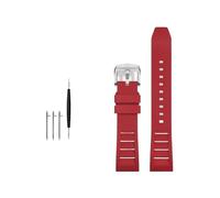 HASGTFM FKM Fluorine Rubber Watchband 20mm 21mm 22mm 24mm Fit For Breitling Fit For Omega Fit For Seiko Fit For Casio Fit For Mido Watches Band Sport Watch Strap(Red silver buckle,22mm)
