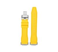 HASGTFM Fluorine Rubber Silicone Watchstrap Soft Pure Colour Mint Green Men Watchband Bracelet Fit For CASIO Fit For G-SHOCK DW5600 DW5610(Yellow-Silver)