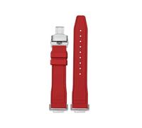 HASGTFM Fluorine Rubber Silicone Watchstrap Soft Pure Colour Mint Green Men Watchband Bracelet Fit For CASIO Fit For G-SHOCK DW5600 DW5610(Red-Silver)
