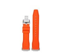 HASGTFM Fluorine Rubber Silicone Watchstrap Soft Pure Colour Mint Green Men Watchband Bracelet Fit For CASIO Fit For G-SHOCK DW5600 DW5610(Orange-Silver)
