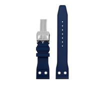 HASGTFM Fluororubber Silicone Watch Strap 20mm 21mm 22mm Soft Dustproof Blue Black Dark Green With Rivet Watchband Fit For IWC Pilot Mark-xx(Blue-Silver,21mm)