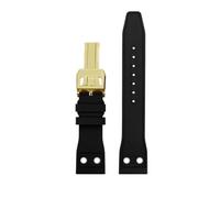 HASGTFM Fluororubber Silicone Watch Strap 20mm 21mm 22mm Soft Dustproof Blue Black Dark Green With Rivet Watchband Fit For IWC Pilot Mark-xx(Black-Gold,20mm)
