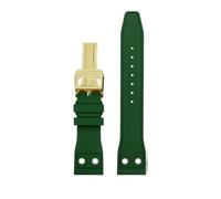 HASGTFM Fluororubber Silicone Watch Strap 20mm 21mm 22mm Soft Dustproof Blue Black Dark Green With Rivet Watchband Fit For IWC Pilot Mark-xx(Green-Gold,21mm)