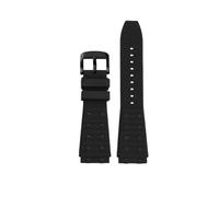 HASGTFM Fluororubber Silicone Watch Strap 22 24mm Convex Joint Black Blue Men’s Watchband Bracelet Fit For Breitling Chronomat B01(Black-B pin,24mm)