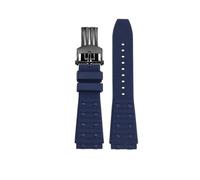 HASGTFM Fluororubber Silicone Watch Strap 22 24mm Convex Joint Black Blue Men’s Watchband Bracelet Fit For Breitling Chronomat B01(Blue-Black,22mm)