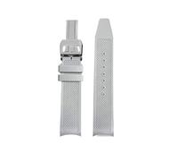 HASGTFM Fluororubber Silicone Watchstrap 20MM Arc Interface Soft Black Blue Green White Gray Men Watchband Fit For IWC Fit For Portugieser(Gray-Silver)