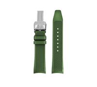 HASGTFM Fluororubber Silicone Watchstrap 20MM Arc Interface Soft Black Blue Green White Gray Men Watchband Fit For IWC Fit For Portugieser(Green-Silver)