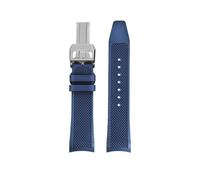 HASGTFM Fluororubber Silicone Watchstrap 20MM Arc Interface Soft Black Blue Green White Gray Men Watchband Fit For IWC Fit For Portugieser(Blue-Silver)
