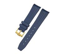 HASGTFM Fluororubber Watchband 19mm 20mm Bracelet Fit For Rolex Submariner Fit For Daytona Master Fit For GMT Watch Band Curved End Watch Strap(Blue Blue Gold,20mm)