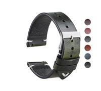 HASGTFM Hand Made Retro Red Brown Leather Watch Band Quick Release Watch Strap Bracelet 18mm 20mm 22mm Watch Accessories(Grn,20mm)