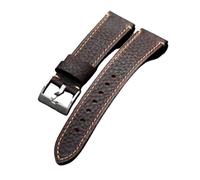 HASGTFM Handmade Head Layer Watch Strap 20 21 22MM Black Brown, Patent Leather Men's Vintage Leather Bracelet Thickened(Brown,20mm)