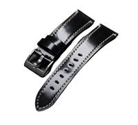 HASGTFM Handmade Head Layer Watch Strap 20 21 22MM Black Brown, Patent Leather Men's Vintage Leather Bracelet Thickened(Brack,21mm)