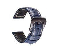 HASGTFM Handmade Leather Watchbands 20mm 22mm 24mm 26mm Brown Balck Blue Women Men Watch Band Strap Watch Accessories(Blue(black),24mm)