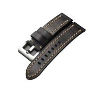 HASGTFM Handmade Tough Guy Style Leather Watchband 20 22 24MM for Thickened MenSuitable Fit For Military Watch Strap(Silver Buckle,20mm)