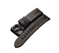 HASGTFM Handmade Tough Guy Style Leather Watchband 20 22 24MM for Thickened MenSuitable Fit For Military Watch Strap(Brack Buckle,24mm)