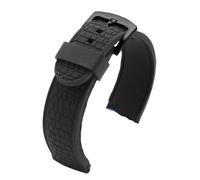 HASGTFM Handmade Waterproof silicone strap men Flat 18 20 22 24mm fashion Comfortable Rubber watchbands with women's Watch buckle(Black black,18mm)