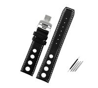 HASGTFM Leather Bracelet Fit For Tissot 1853 Sports Watchband Racing PRS516 T91 1853 Top Layer 20mm Strap Accessories(Black white SR)