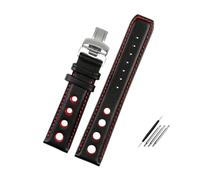 HASGTFM Leather Bracelet Fit For Tissot 1853 Sports Watchband Racing PRS516 T91 1853 Top Layer 20mm Strap Accessories(Black red SR)