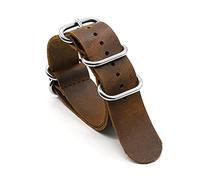 HASGTFM Leather NATO Strap 18mm 20mm 22mm 24mm Black Green Zulu Strap Handmade Comfortable Replacement Strap(Coffee,22mm)