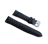 HASGTFM Leather Strap For Watch Band Belts 18mm 20mm 22mm 24mm Handmade Hollow Watchband Black Red White Stitching Line(Red Line,22mm)