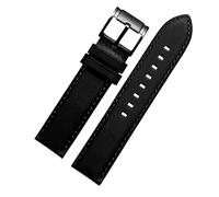 HASGTFM Leather Watch Belt Straight End Watch Band Women 4 Color Strap Leather Men's Vintage Watch Chain 20 22mm(Black black,22mm)